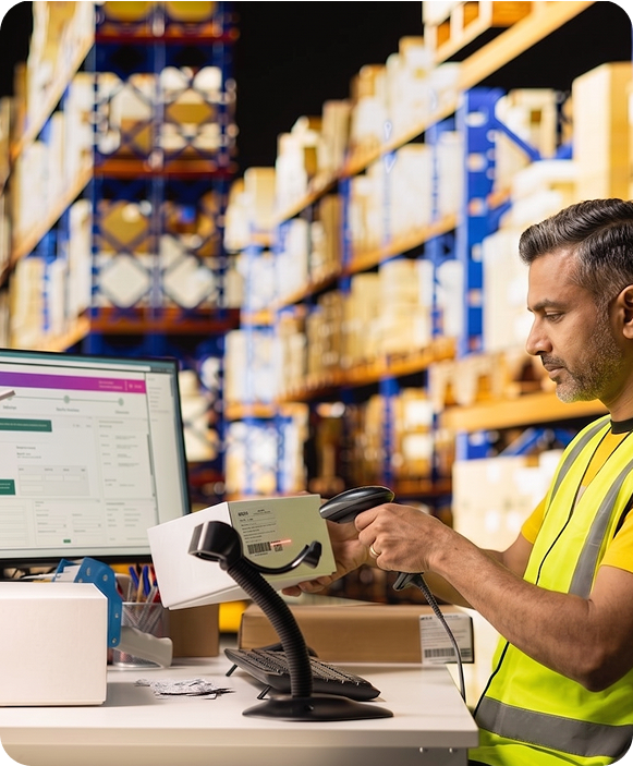 Frischbox Warehouse operator checking logistics processes
